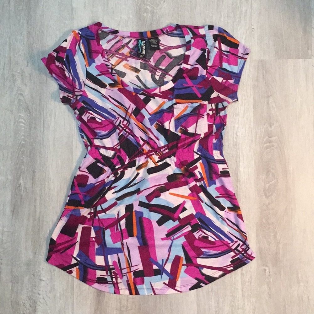 Weavers Uniquely Abstract Designed Top Size Small Short Sleeve